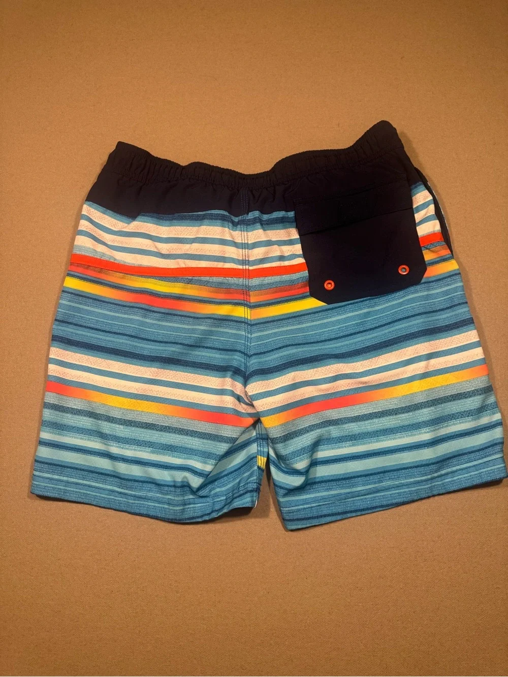 Men's Striped Swim Trunks with Orange Drawstring Speedo medium
